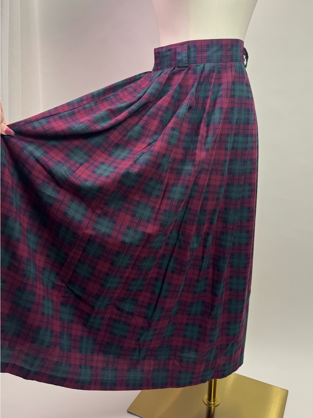 90s vintage classic plaid pleated maxi midi skirt w pockets | Vtg Size 12 or L